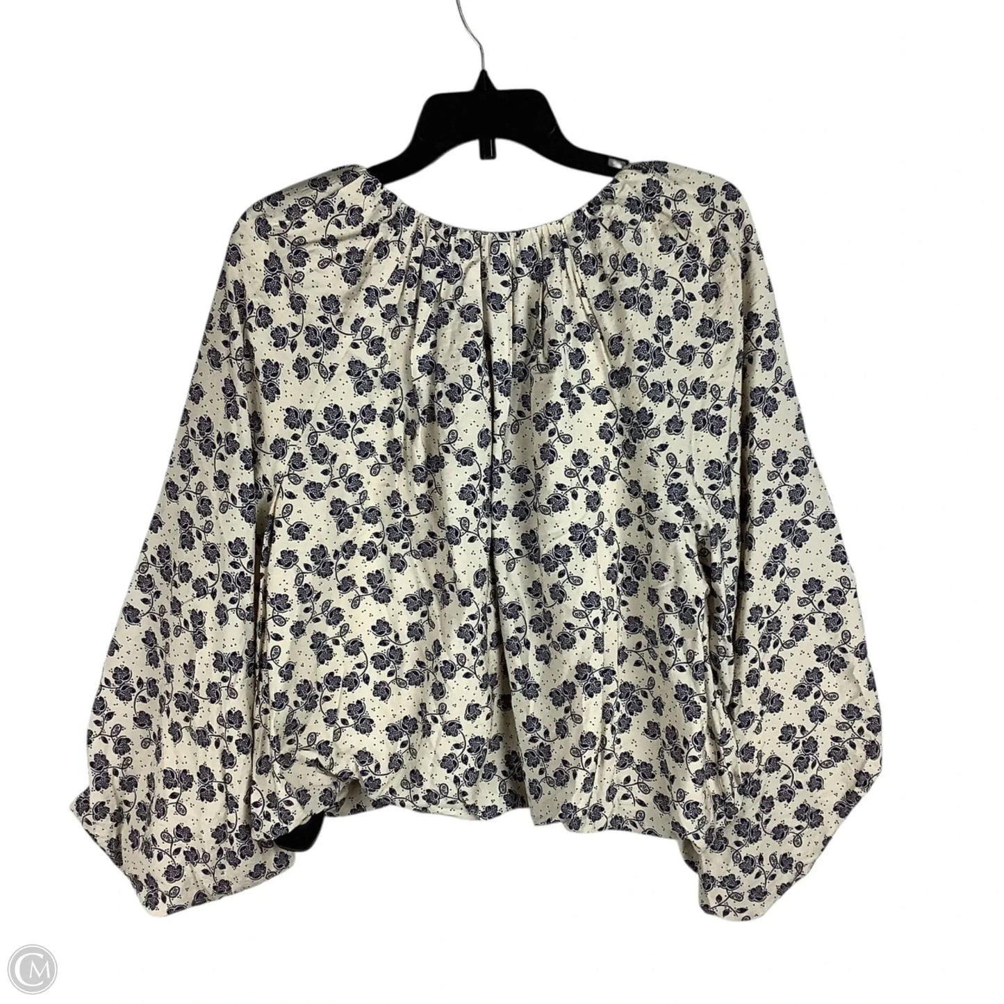 Top Long Sleeve By Loft In Blue & Cream, Size: Xl