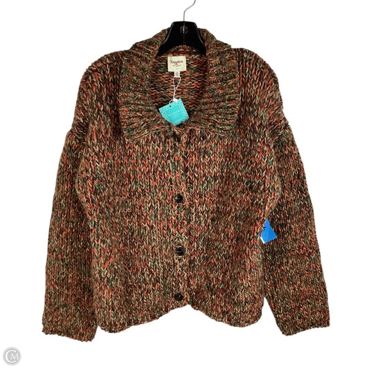 Sweater Cardigan By Hayden La In Green & Orange, Size: 1x