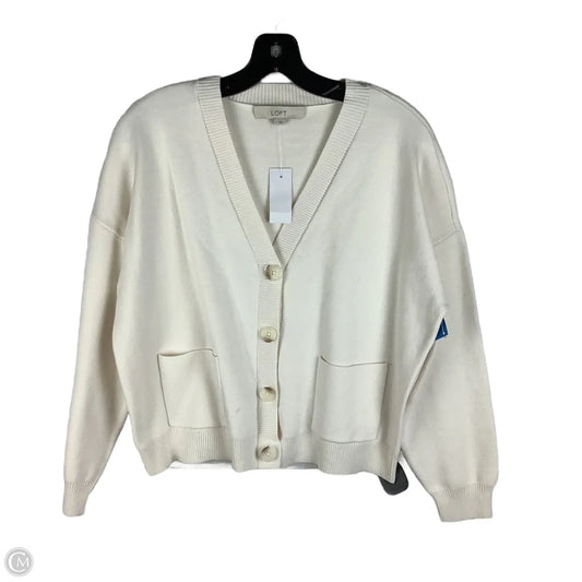 Sweater Cardigan By Loft In White, Size: L