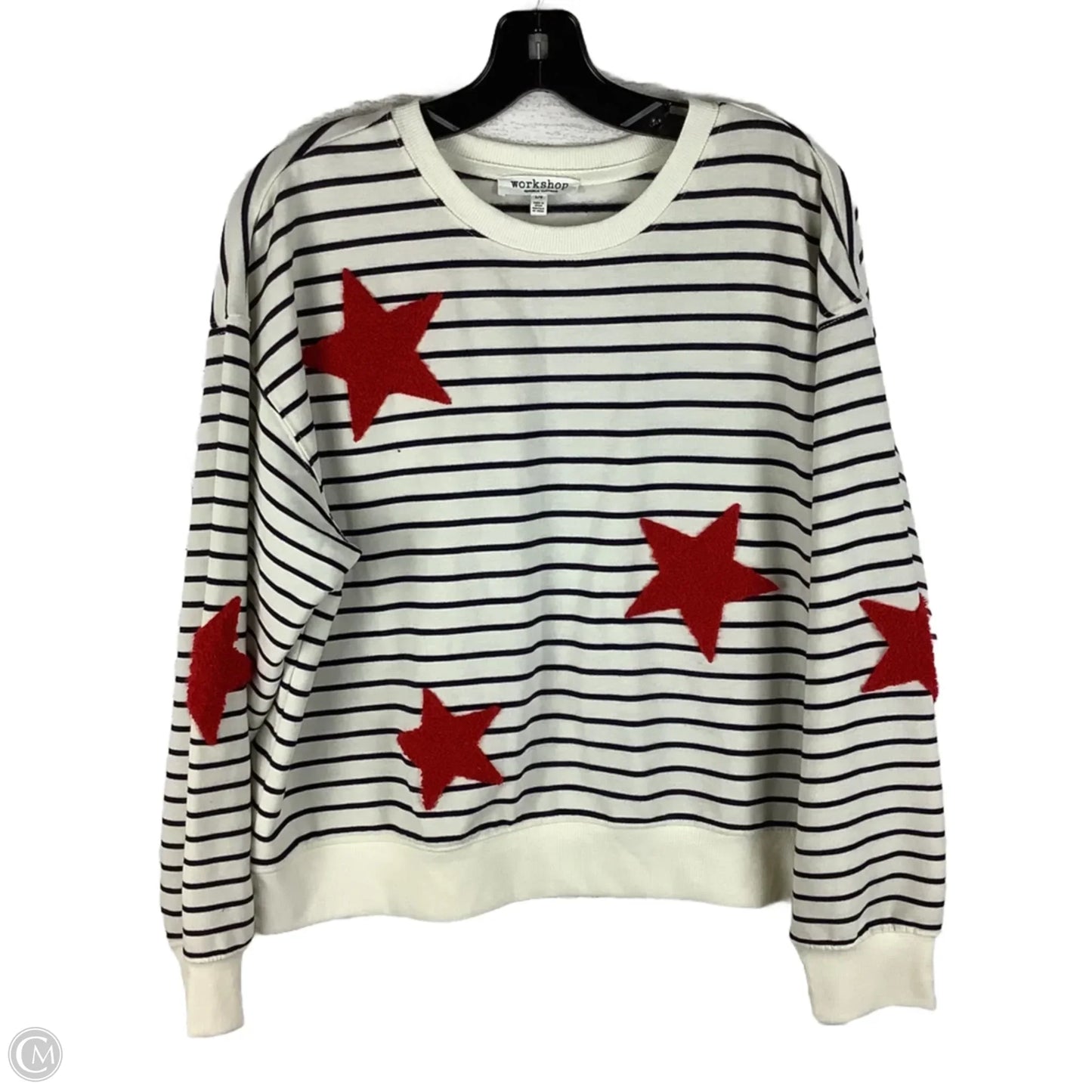 Top Long Sleeve By Workshop In Striped Pattern, Size: L