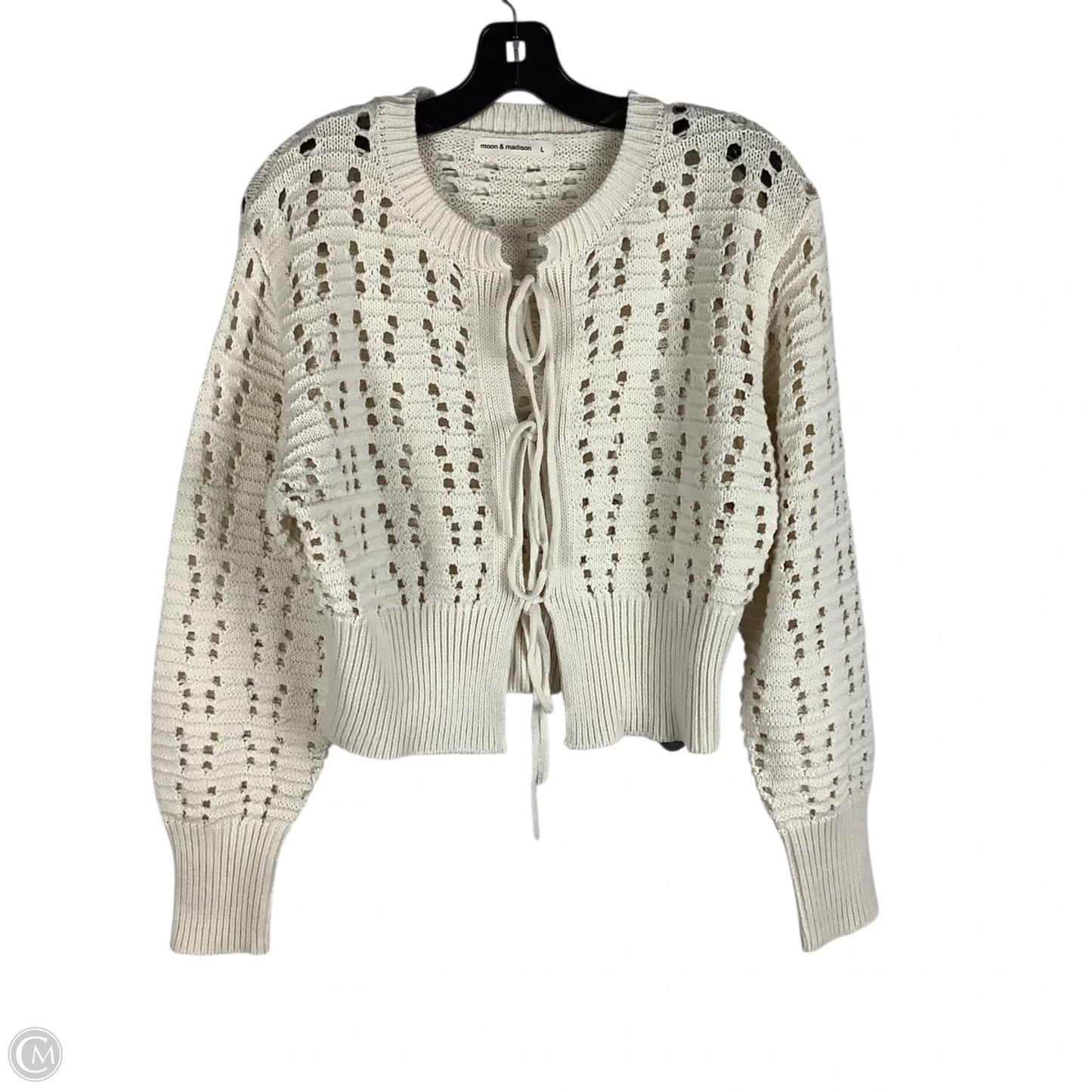 Cardigan By Moon And Madison In Cream, Size: L