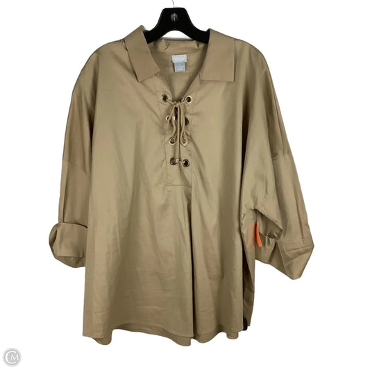 Top Long Sleeve By Chicos In Tan, Size: Xxl (20/22)