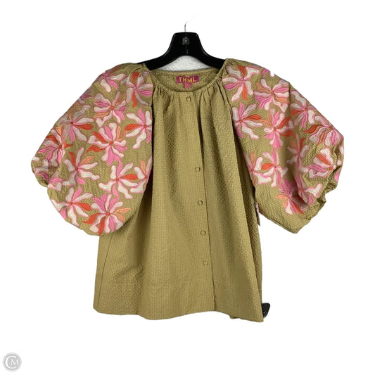 Top Short Sleeve By Thml In Green & Pink, Size: S