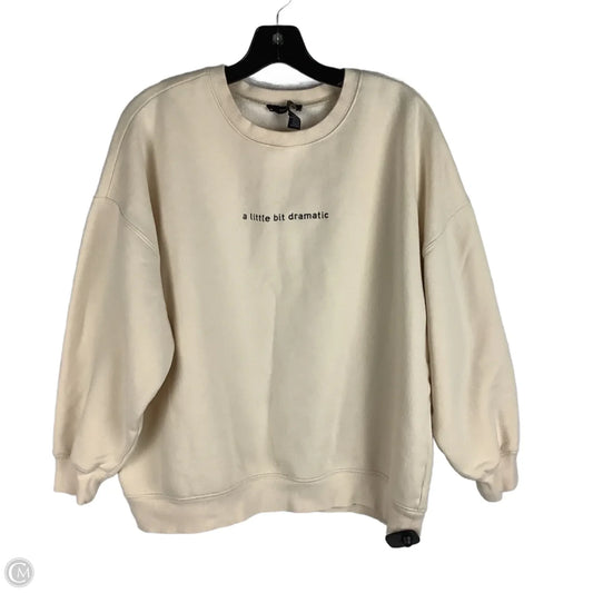 Sweatshirt Crewneck By Forever 21 In Cream, Size: M