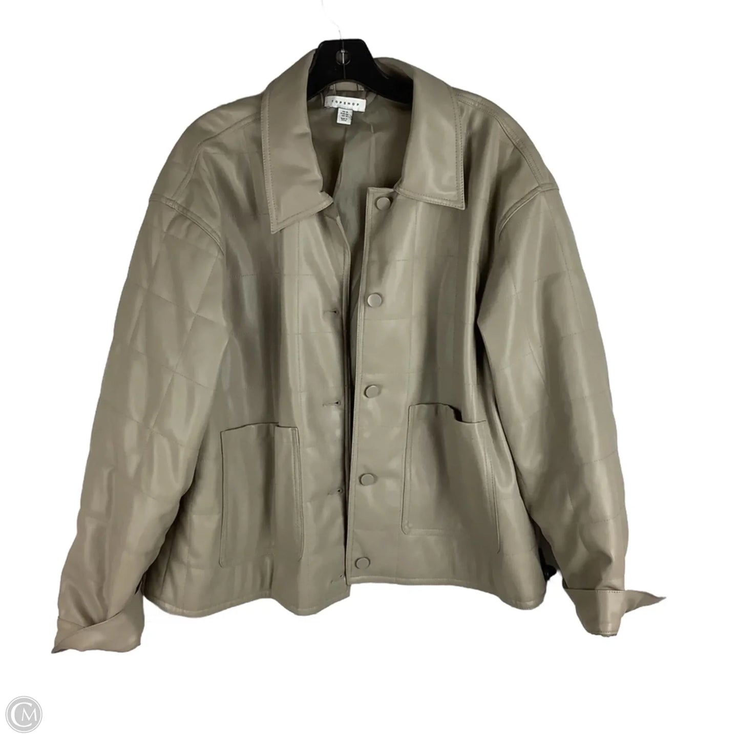 Jacket By Topshop In Taupe, Size: 14