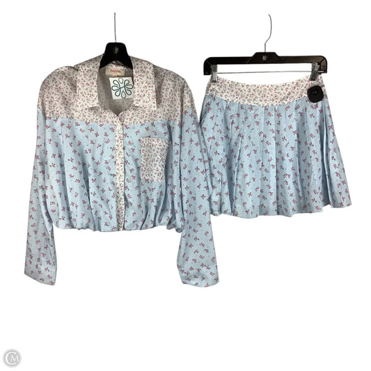 Skirt Set 2pc By Peach Love Cream California In Floral Print, Size: L