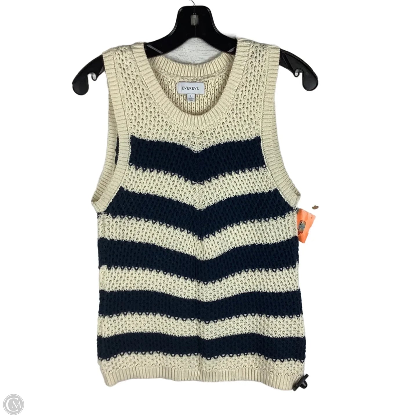 Vest Sweater By Evereve In Striped Pattern, Size: L
