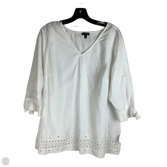 Top Long Sleeve By Talbots In White, Size: 1x