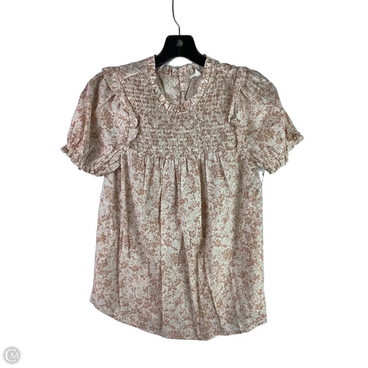 Top Short Sleeve By Blu Pepper In Brown, Size: M