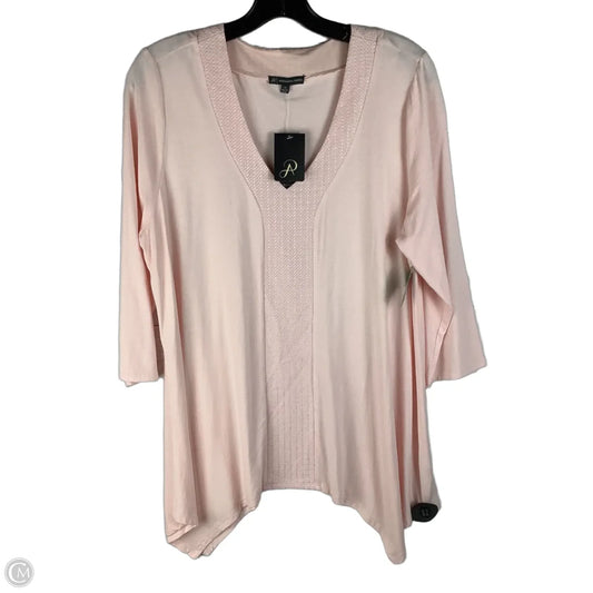 Top Short Sleeve By Adrianna Papell In Pink, Size: 1x