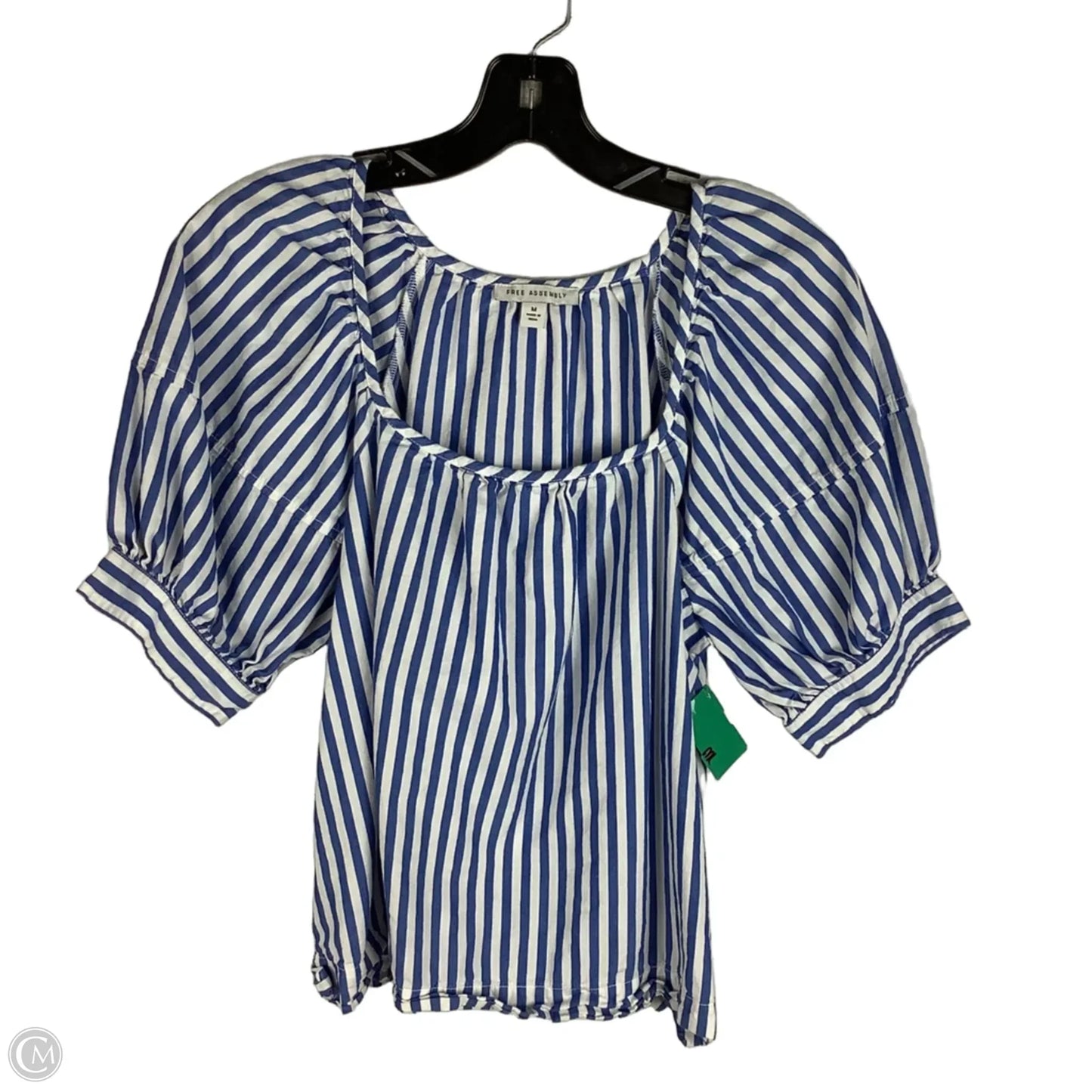 Top Short Sleeve By Free Assembly In Blue, Size: M