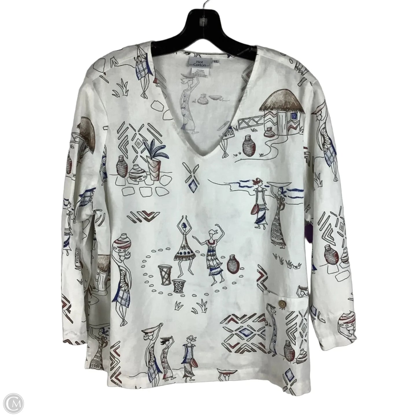Top Long Sleeve By Hot Cotton In White, Size: Xl