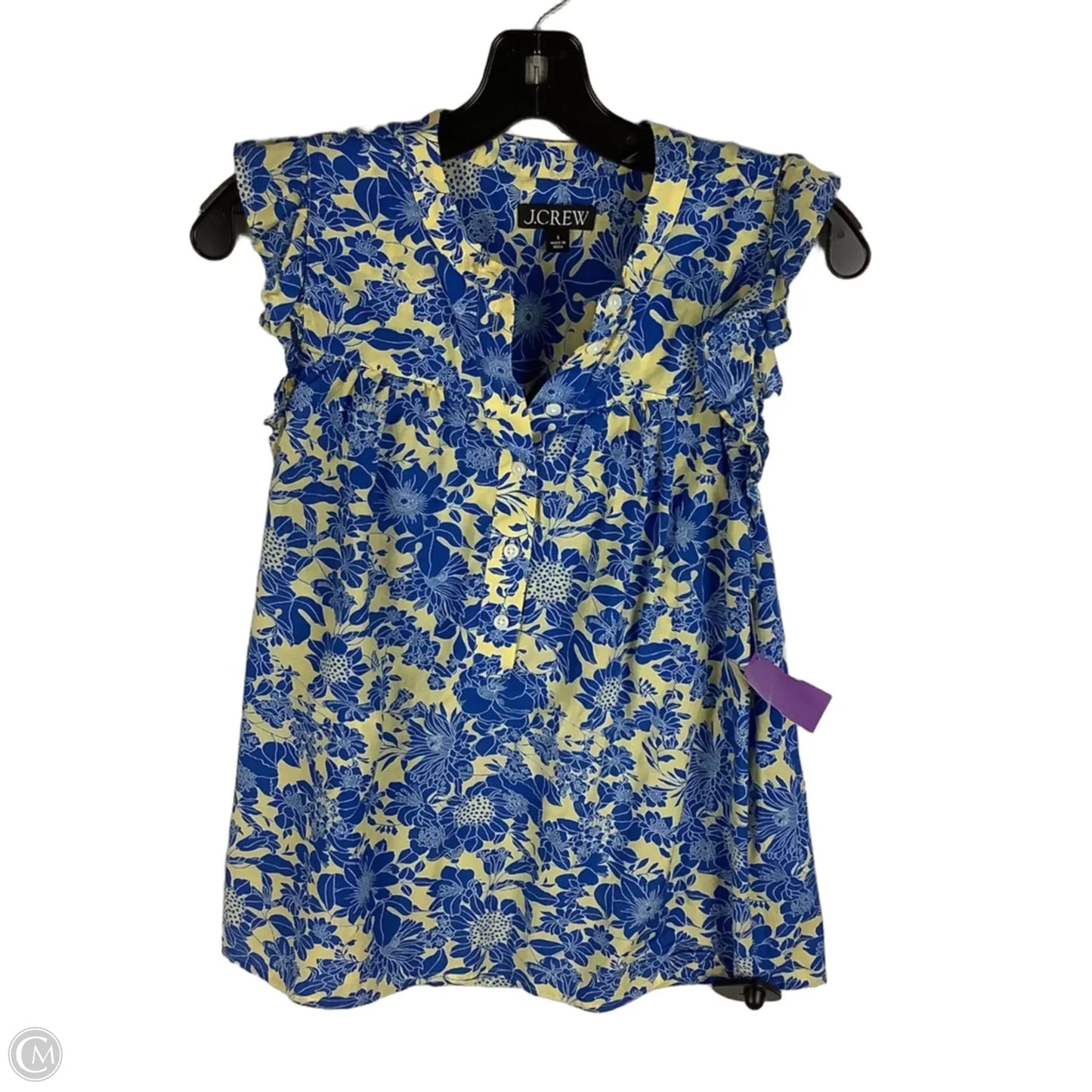 Top Sleeveless By J. Crew In Blue & Yellow, Size: S