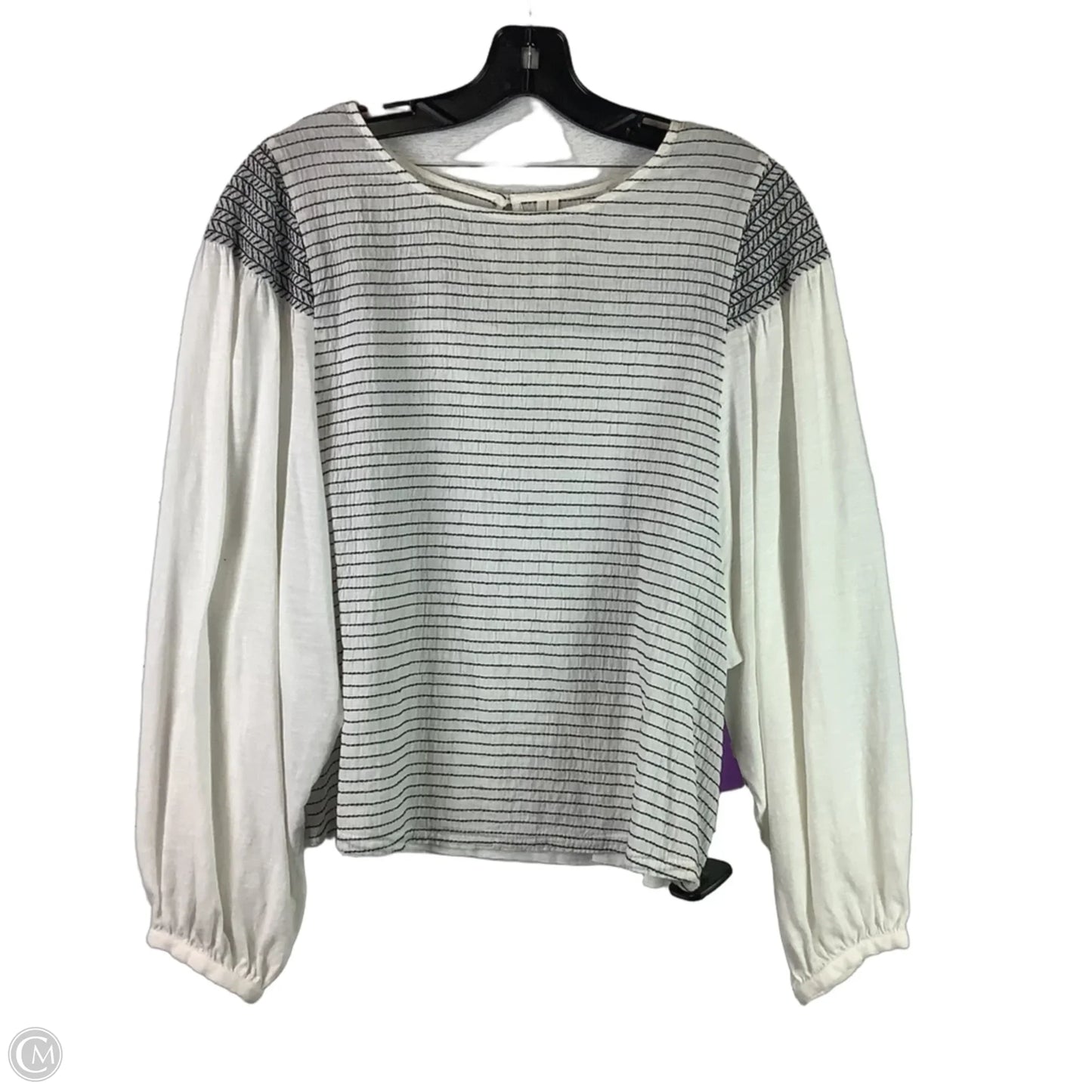 Top Long Sleeve By Anthropologie In Striped Pattern, Size: M