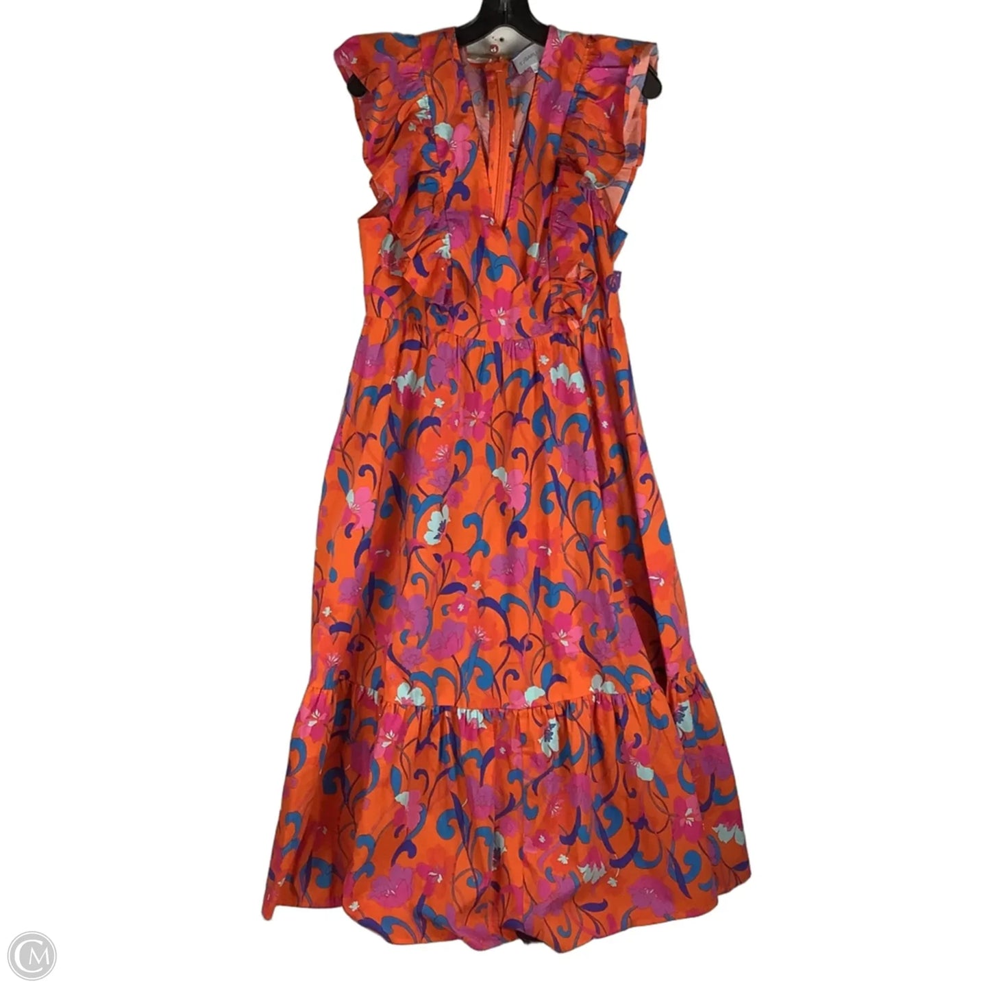 Dress Party Long By Sugar Lips In Orange & Pink, Size: L