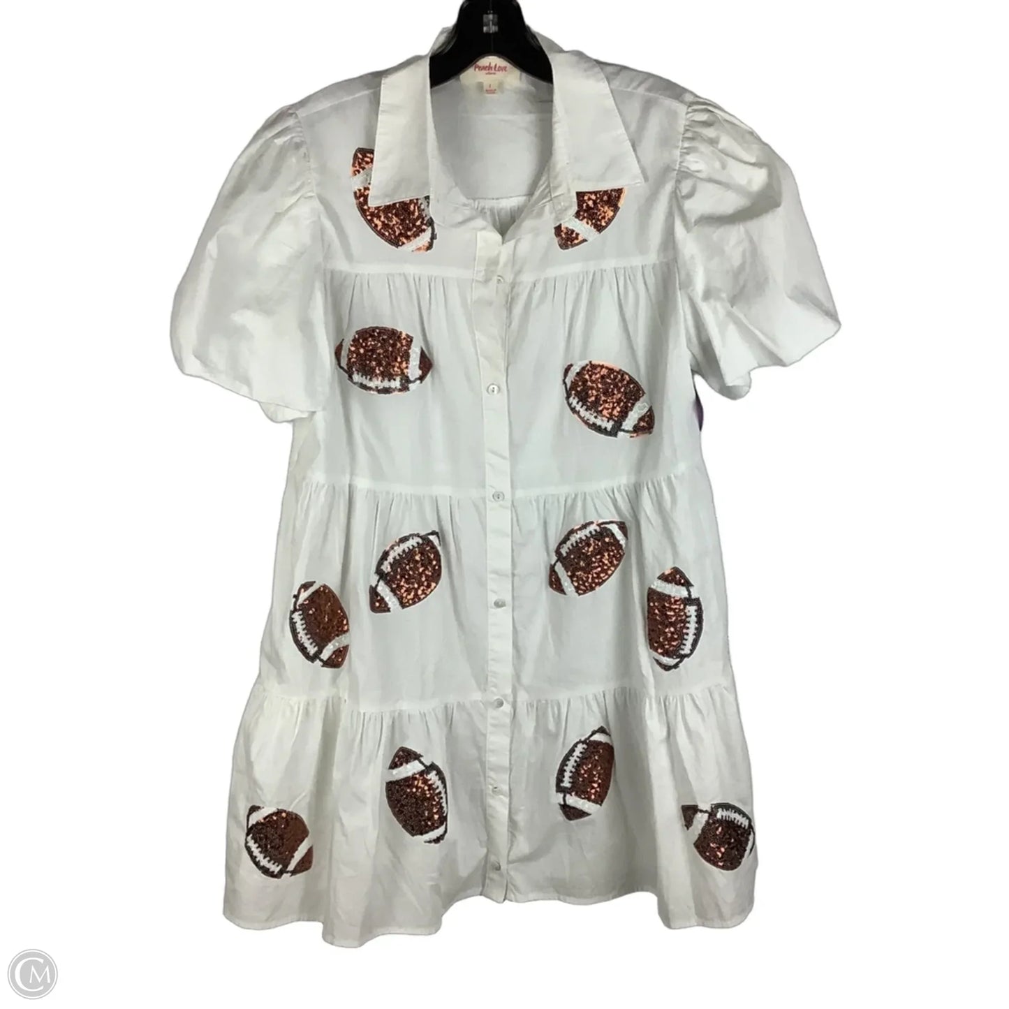 Dress Casual Short By Peach Love Cream California In Brown & White, Size: L