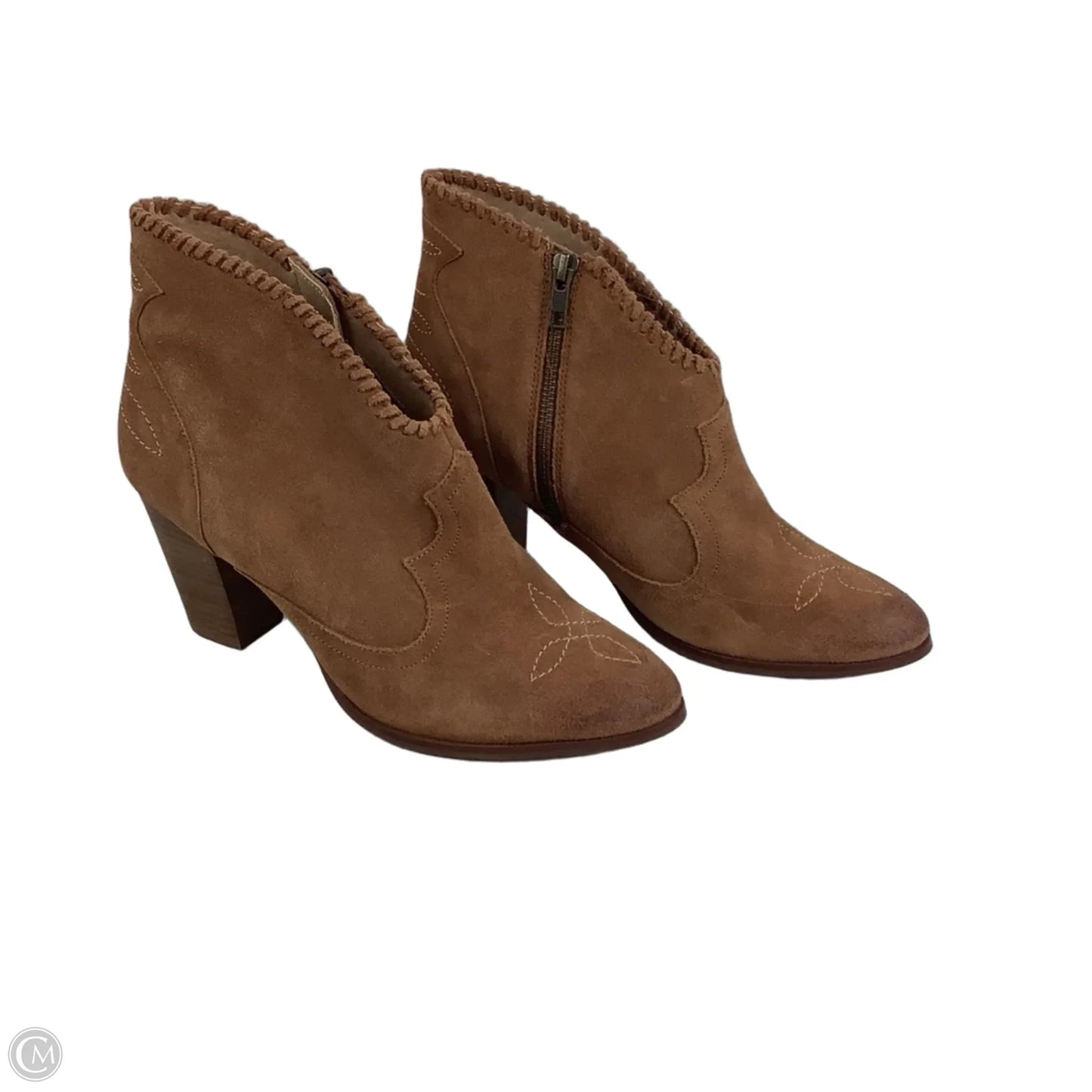 Boots Ankle Heels By Ariat In Tan, Size: 9.5