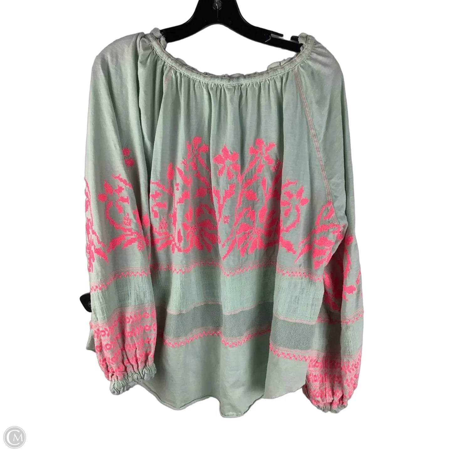Top Long Sleeve By Free People In Green & Pink, Size: S