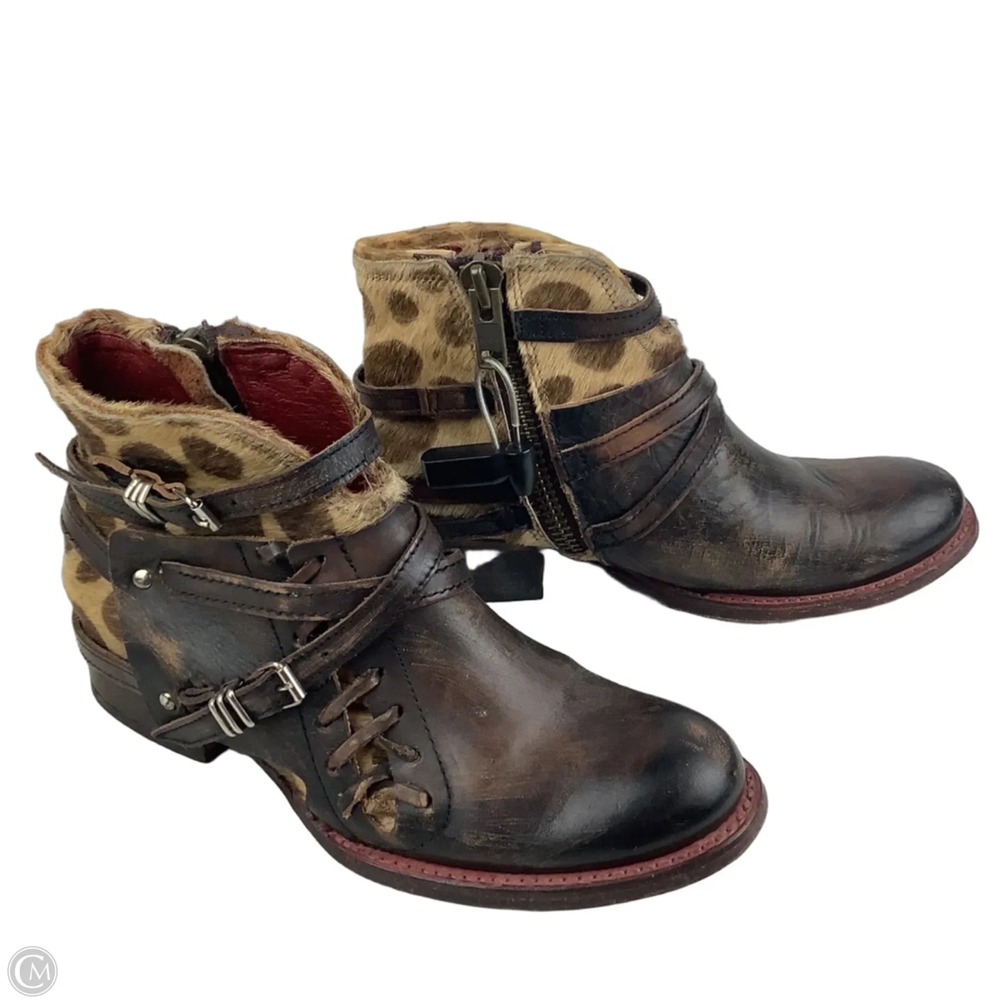 Boots Ankle Heels By Freebird In Animal Print, Size: 8