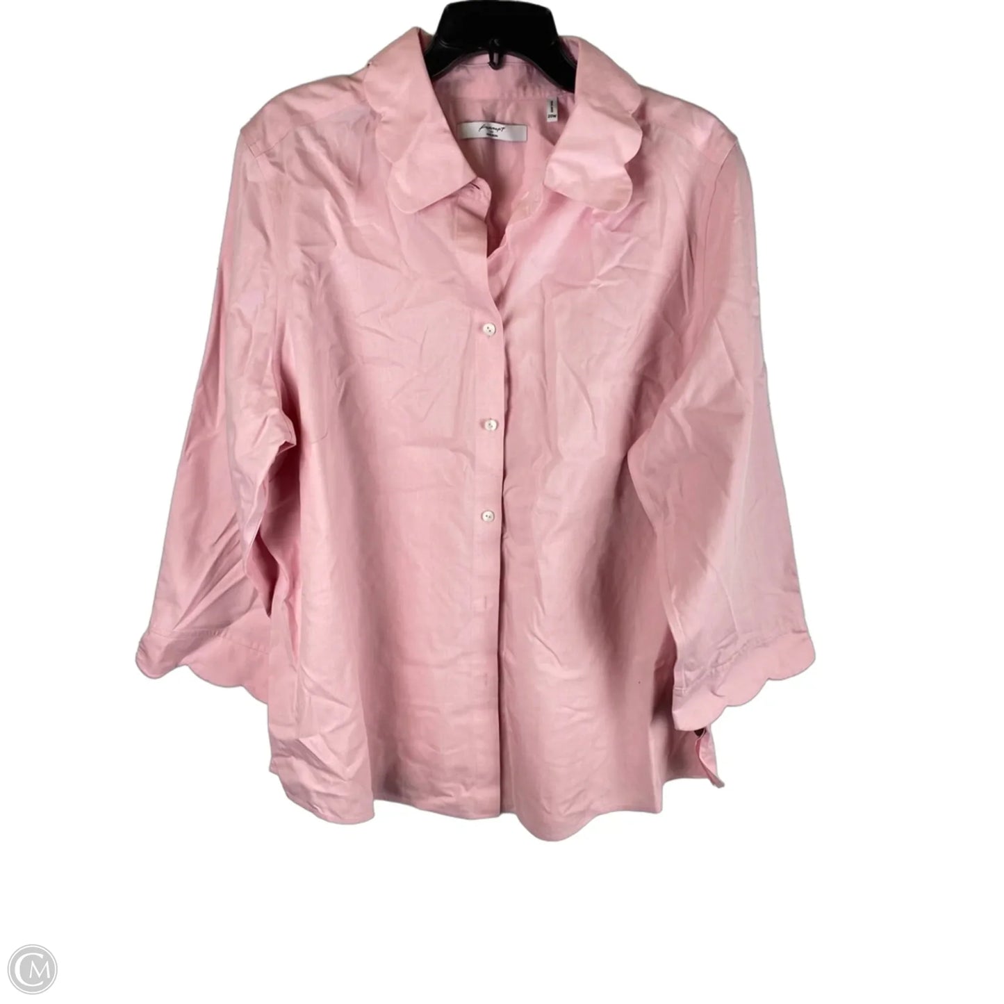 Top Long Sleeve By Foxcroft In Pink, Size: 1x