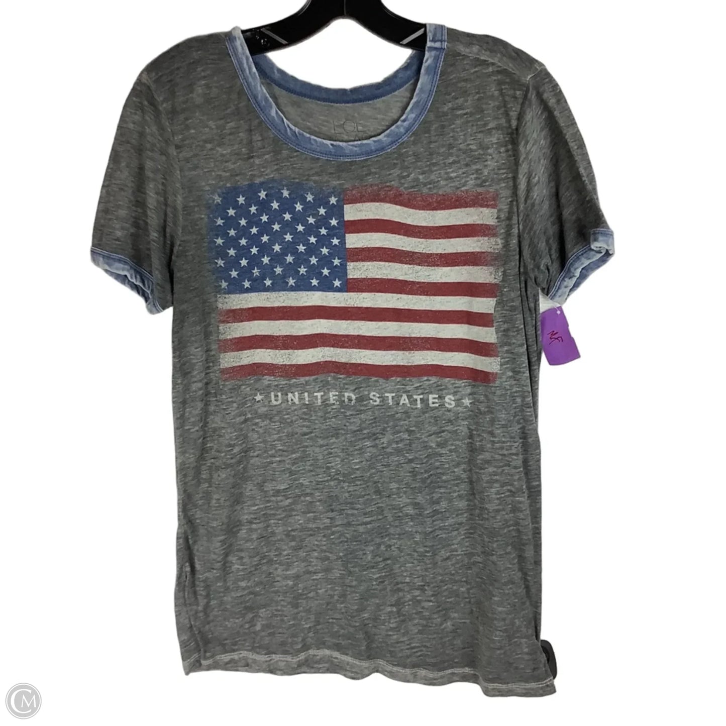 Top Short Sleeve By Clothes Mentor In Grey