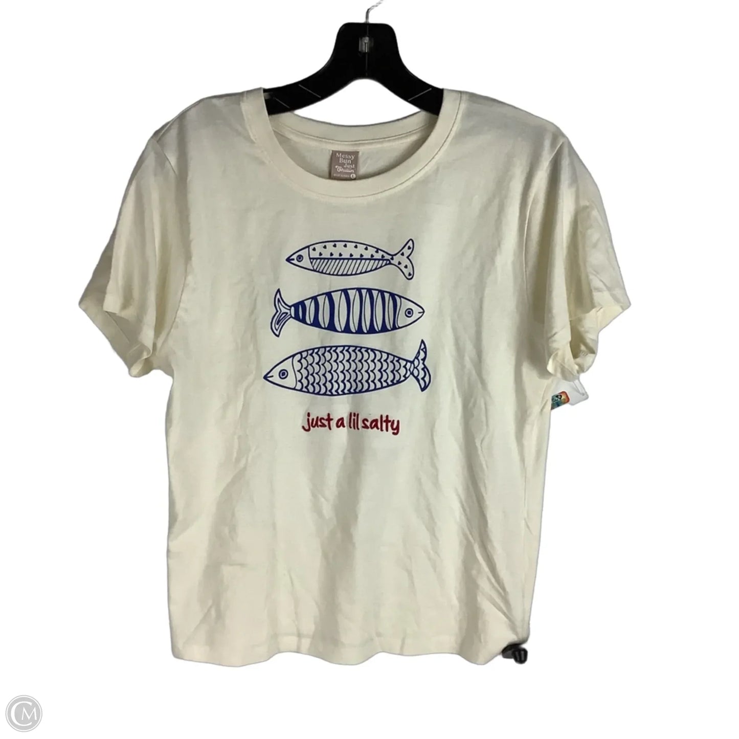 Top Short Sleeve By Clothes Mentor In Blue & White, Size: L