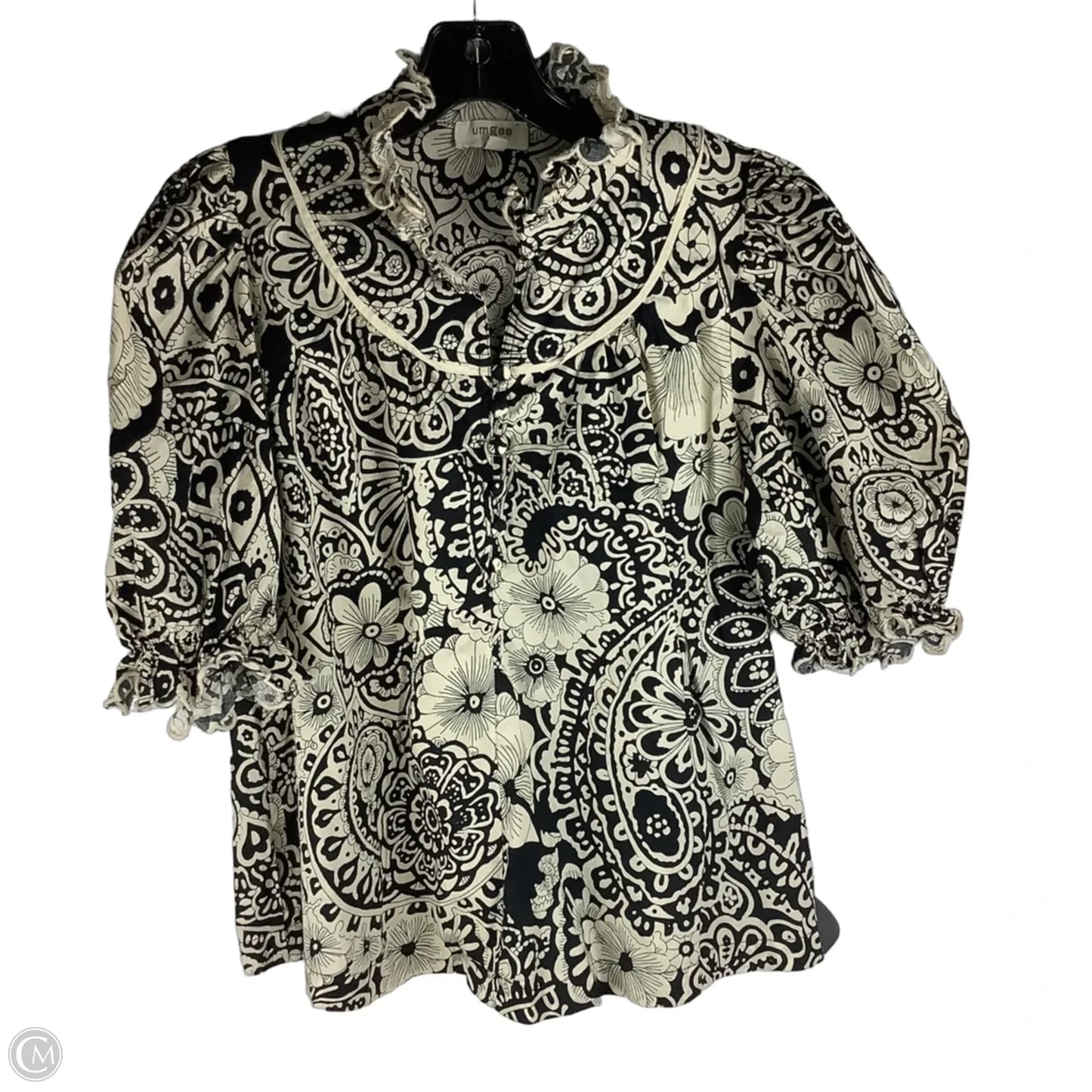 Top Short Sleeve By Umgee In Black & Cream, Size: S