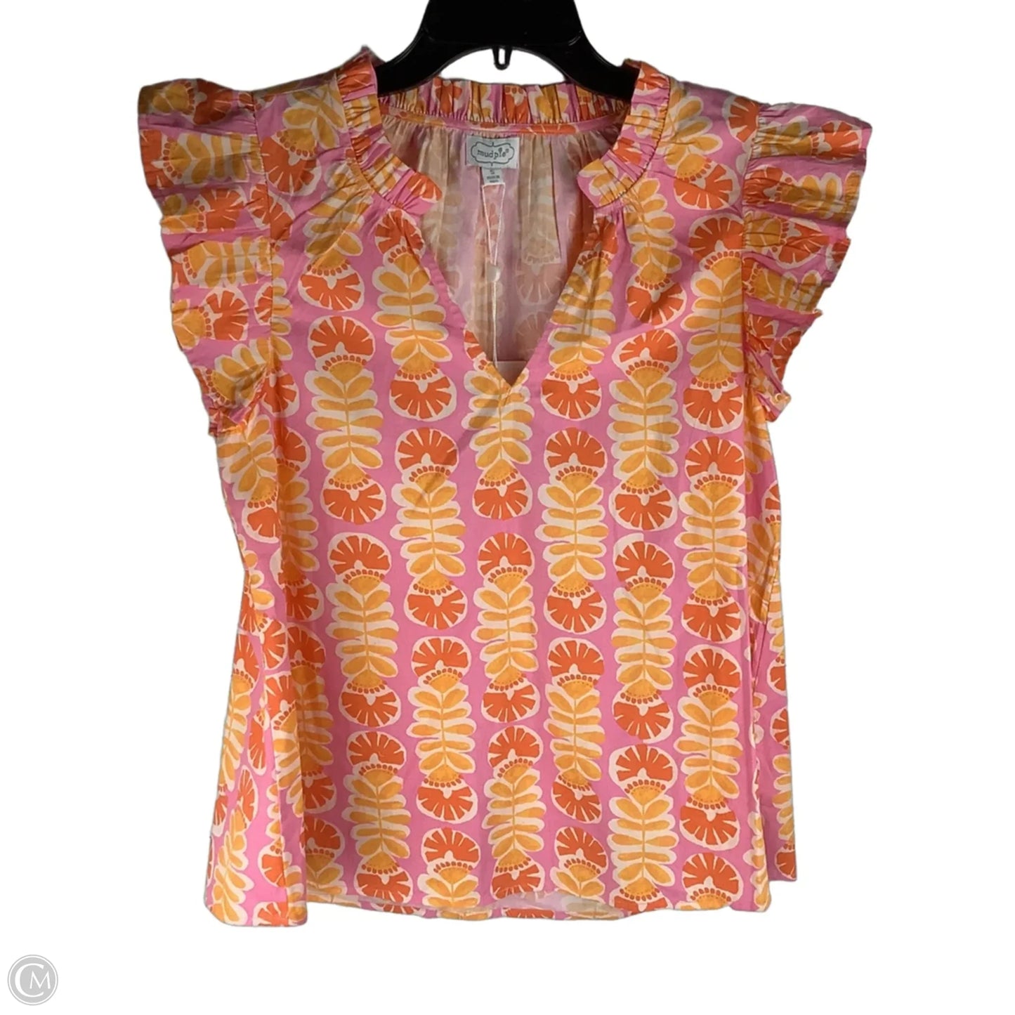 Top Short Sleeve By Mudpie In Orange & Pink, Size: S