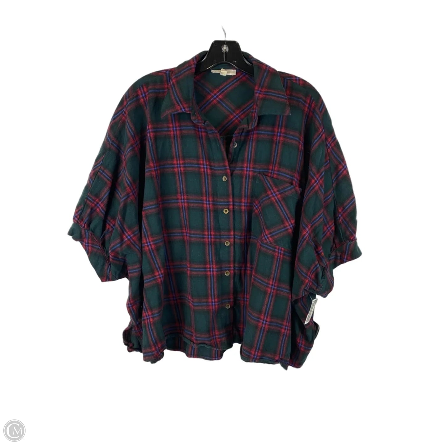 Top Short Sleeve By Entro In Plaid Pattern, Size: M