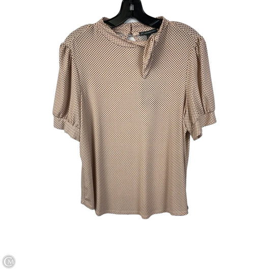 Top Short Sleeve By Adrianna Papell In Polkadot Pattern, Size: L
