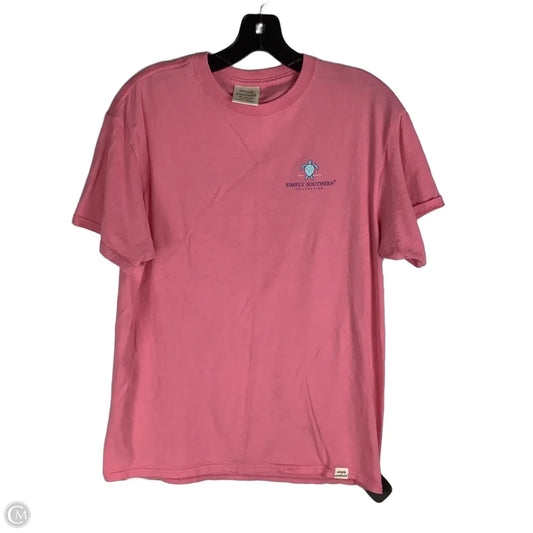 Top Short Sleeve By Simply Southern In Pink, Size: M