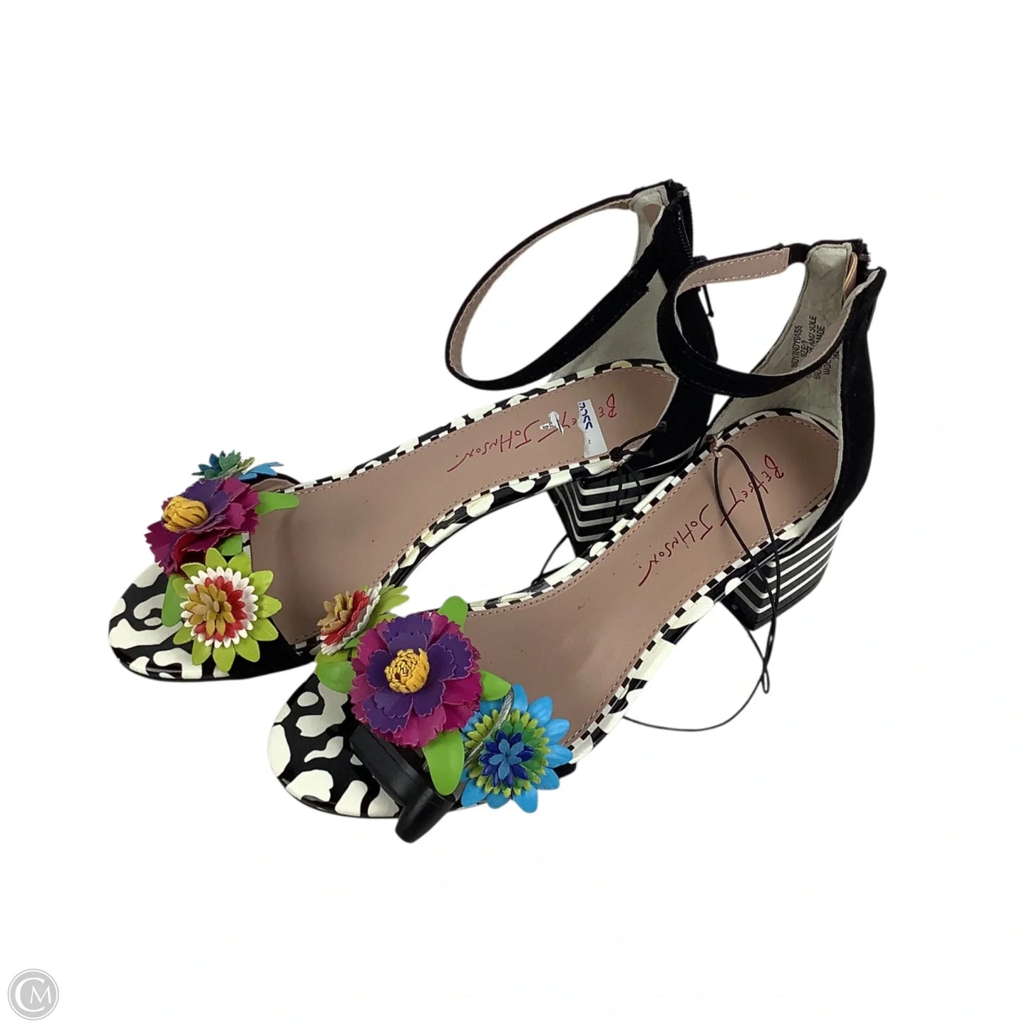 Sandals Heels Block By Betsey Johnson In Floral Print, Size: 7