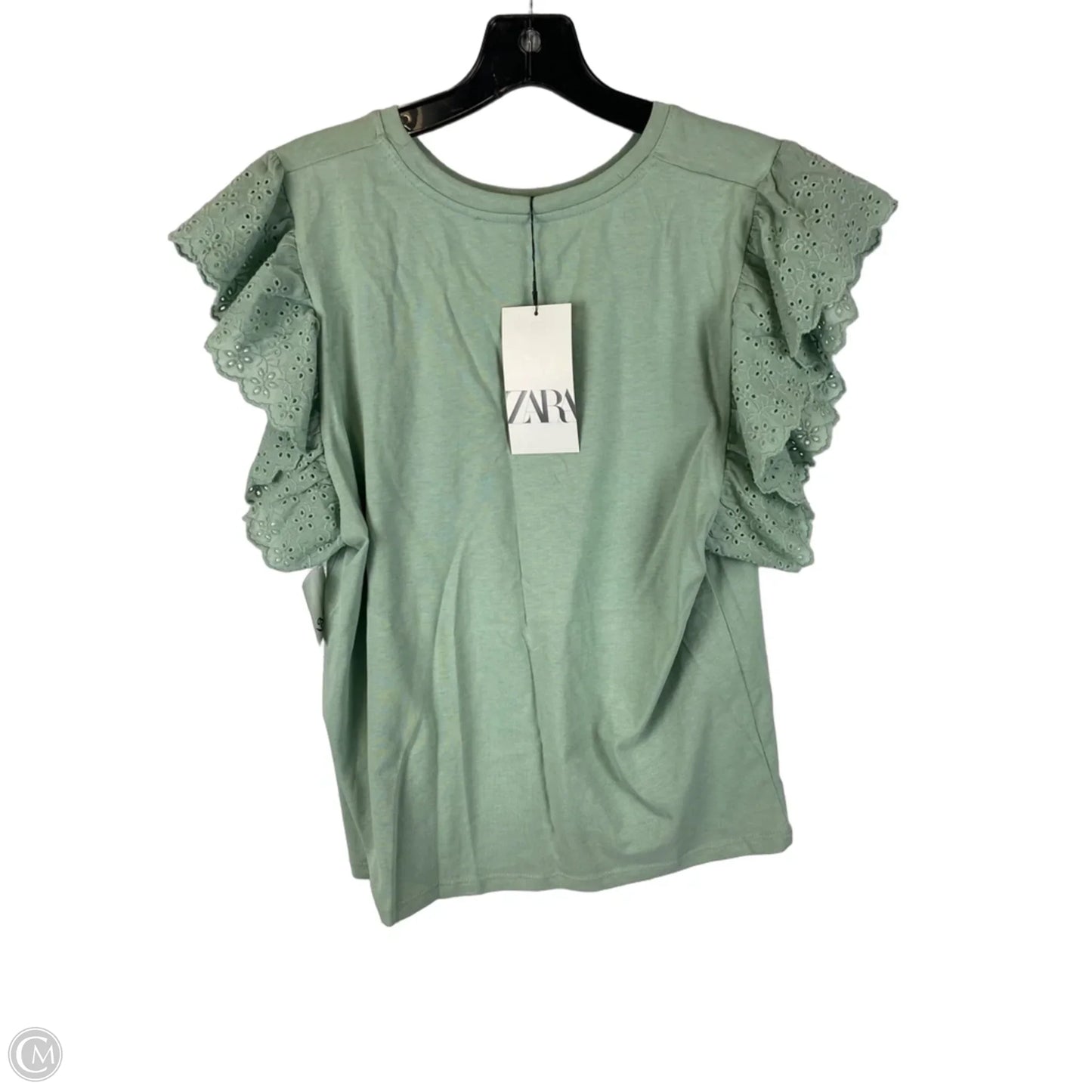 Top Short Sleeve By Zara In Green, Size: L