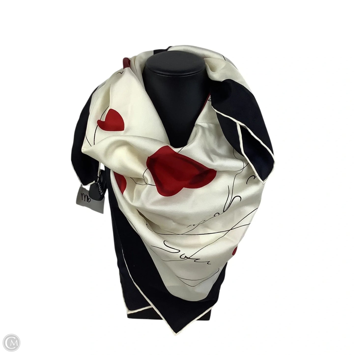 Scarf Silk By Talbots In Cream & Red