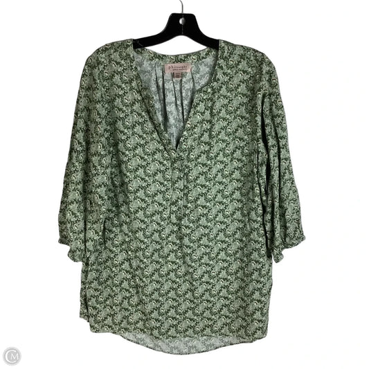 Top Long Sleeve By Philosophy In Green, Size: 1x