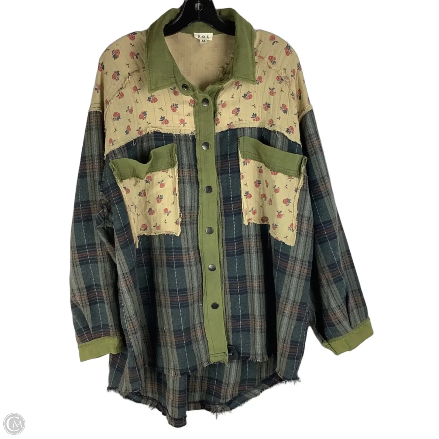 Jacket Shirt By Pol In Green, Size: M