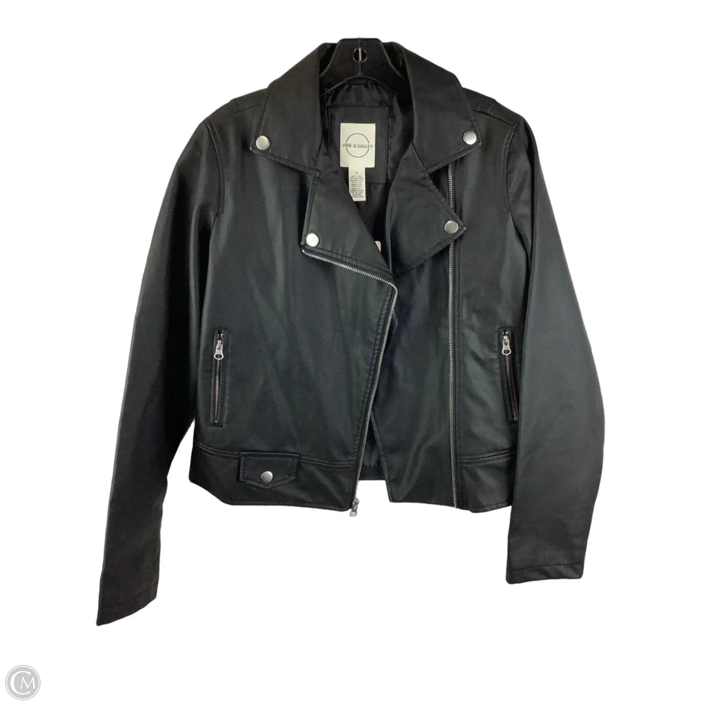 Jacket Moto By Clothes Mentor In Black, Size: S