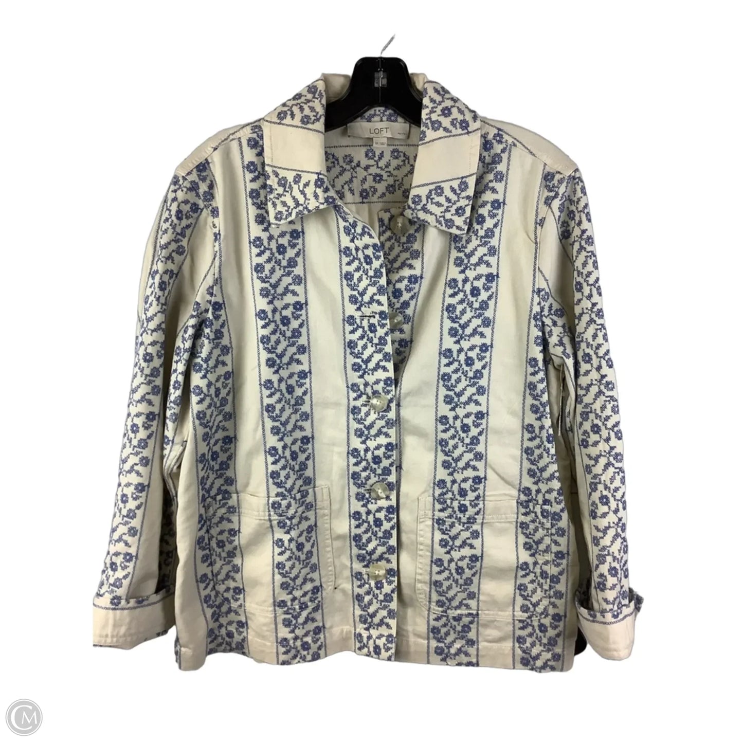 Jacket Other By Loft In Blue & Cream, Size: Sp