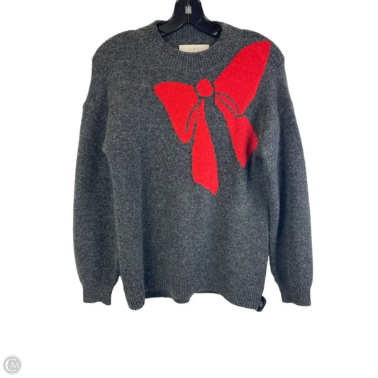 Sweater By Loft In Grey & Red, Size: Mp