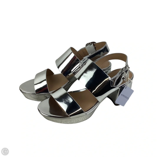Sandals Heels Block By Aerosoles In Silver, Size: 9