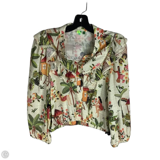 Top Long Sleeve Designer By Farm Rio In Cream, Size: S