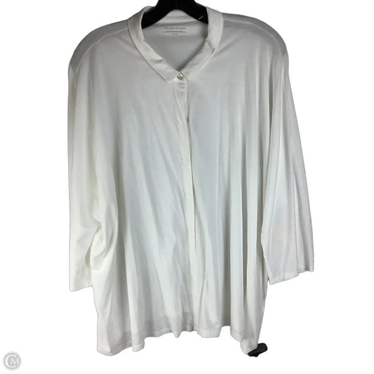 Top 3/4th Sleeve By Eileen Fisher 100% cotton In White, Size: Xl