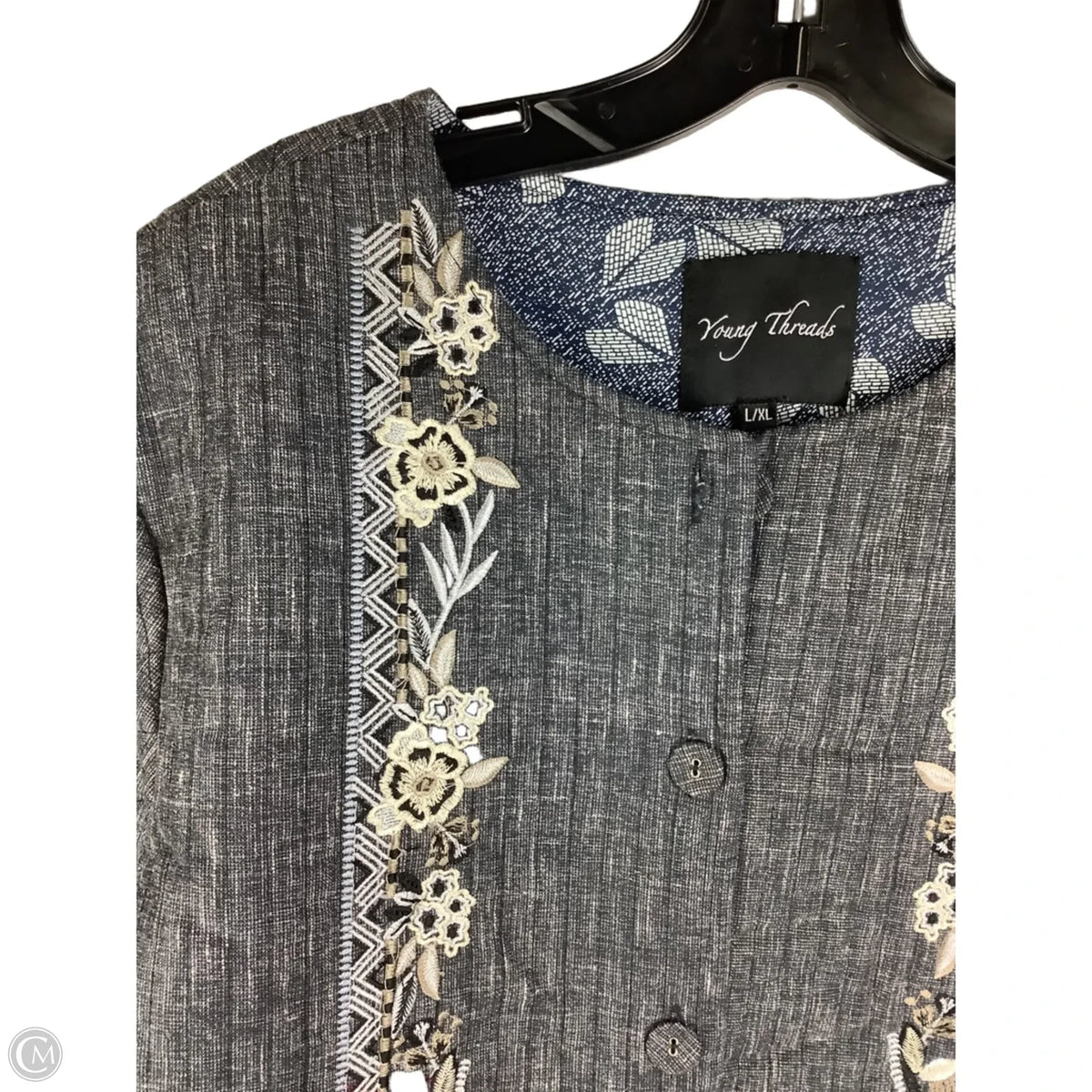 Jacket Puffer & Quilted By Young Threads In Grey, Size: L