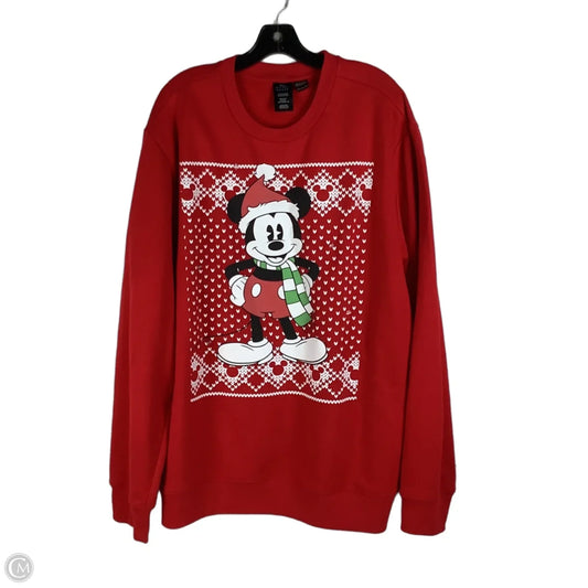 Sweatshirt Crewneck By Disney In Red, Size: 2x