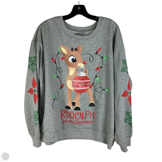 Sweatshirt Crewneck By Clothes Mentor In Grey, Size: Xxl