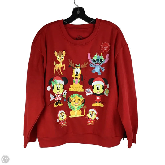 Sweatshirt Crewneck By Disney In Red, Size: Xl