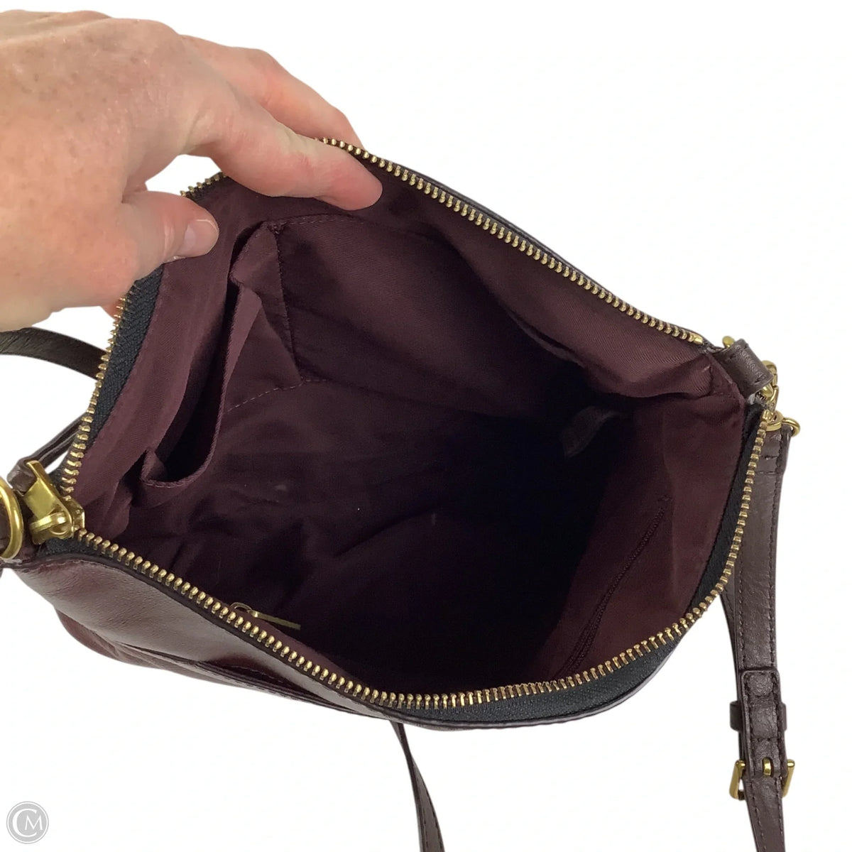 Crossbody Leather By Fossil, Size: Medium