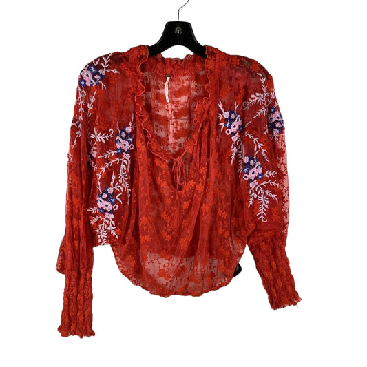 Red Top Long Sleeve Free People, Size S