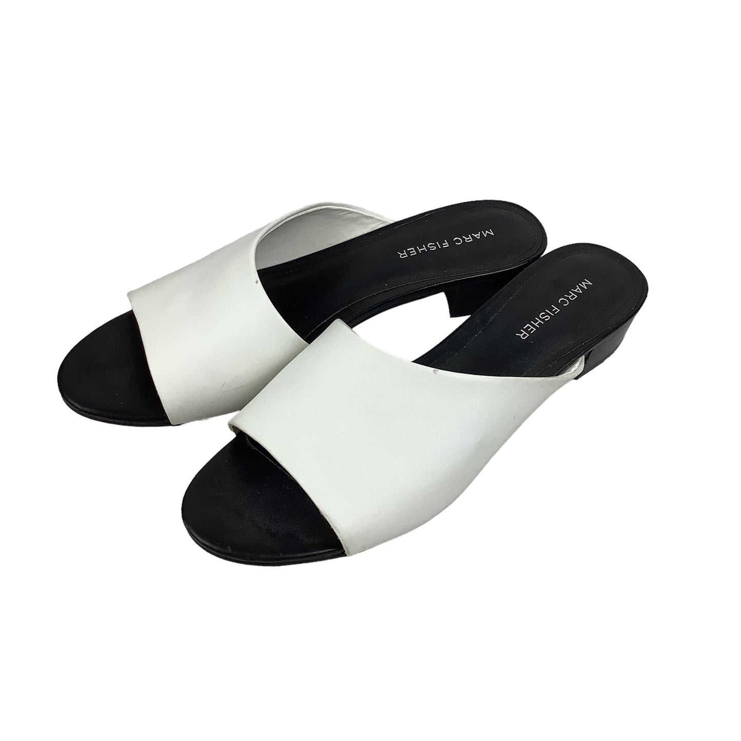 Black & White Sandals Heels Block Marc Fisher, Size 8