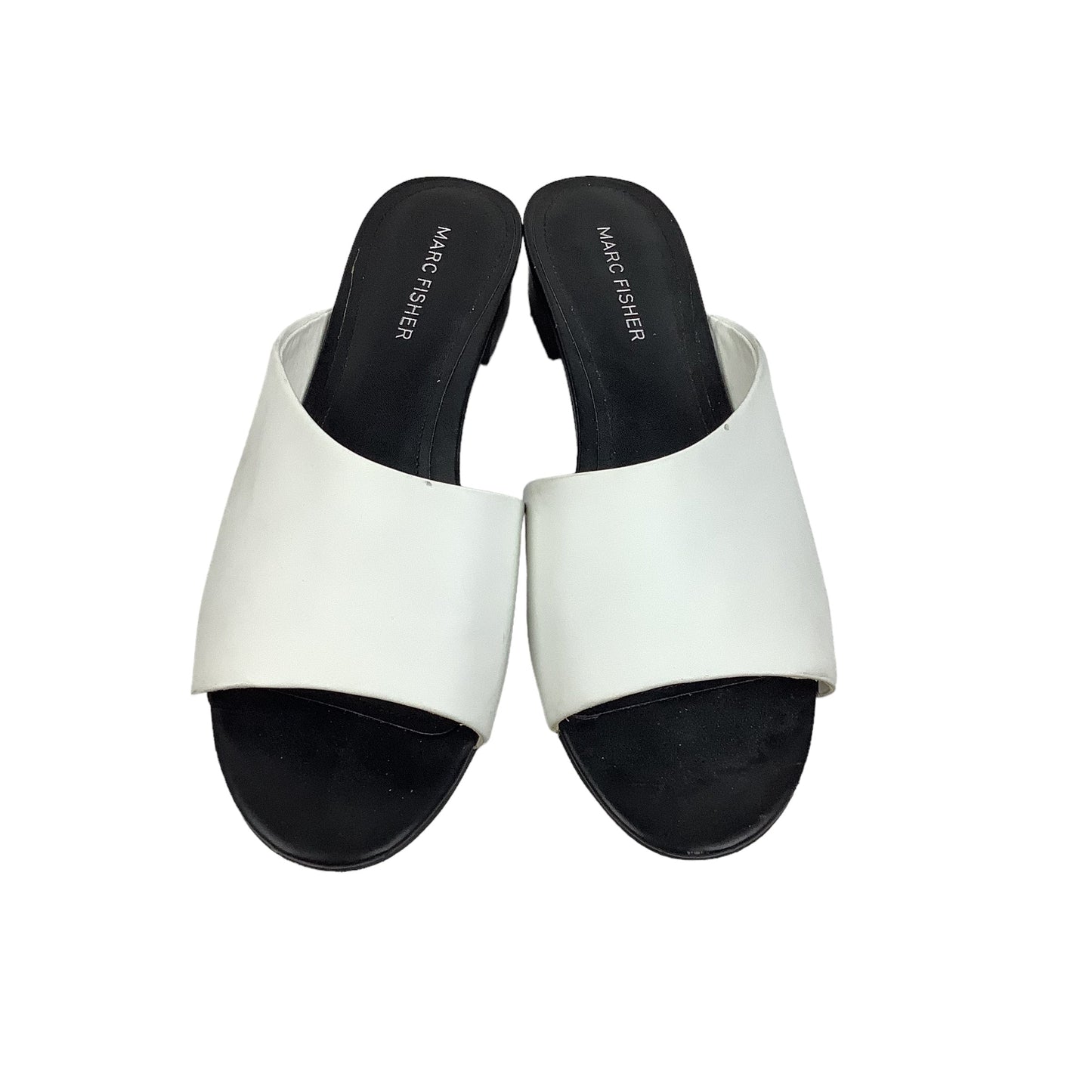 Black & White Sandals Heels Block Marc Fisher, Size 8